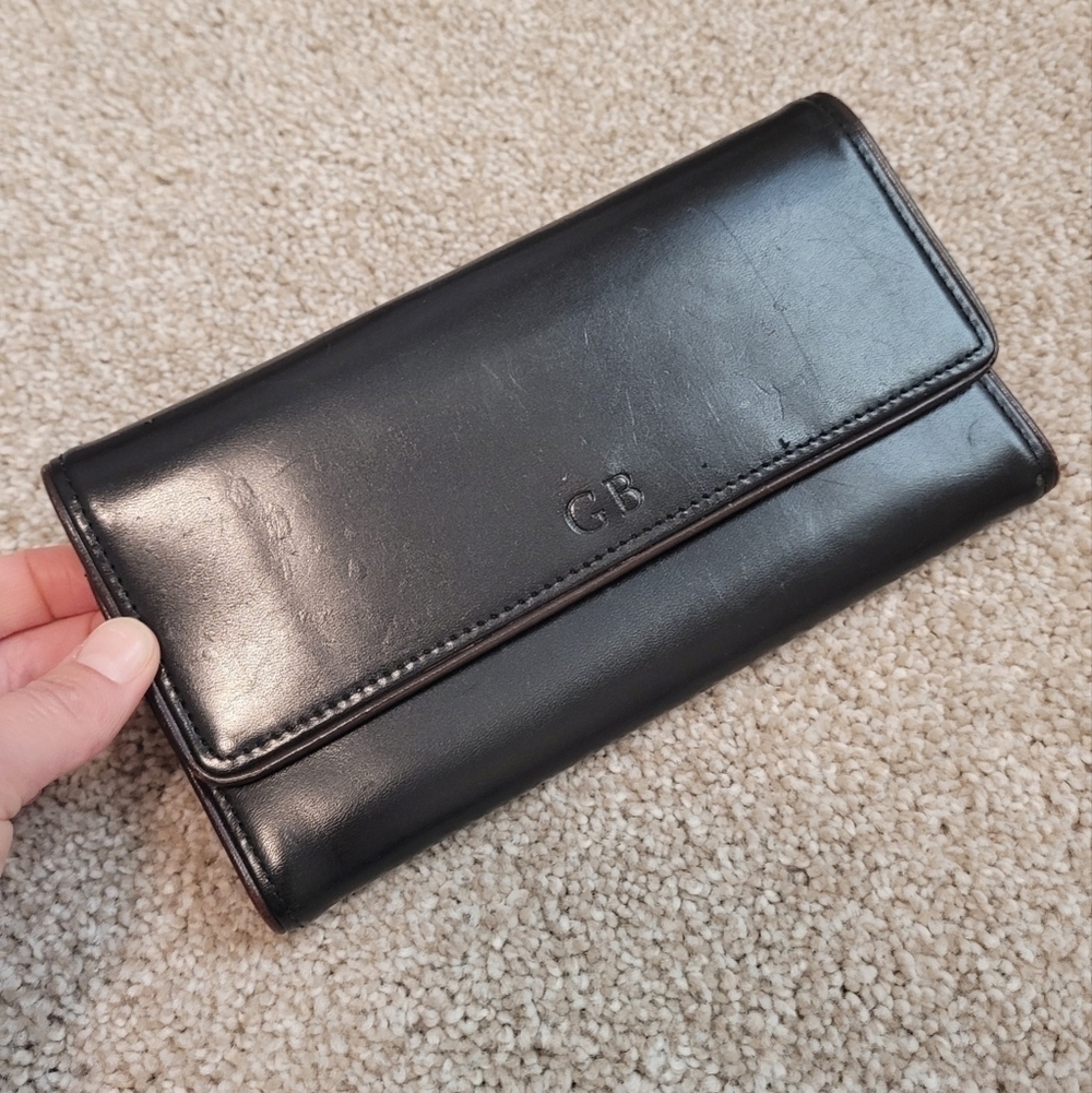 Geoffrey Beene Black Leather Tri Fold Wallet